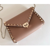 New Design Valentino Mini Rockstud Grainy Calfskin Chain Bag 2069 Nude Pink 2026