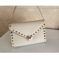 Best Quality Valentino Mini Rockstud Grainy Calfskin Chain Bag 2069 White 2026