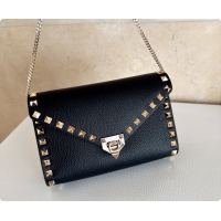Stylish Valentino Mini Rockstud Grainy Calfskin Chain Bag 2069 Black 2026