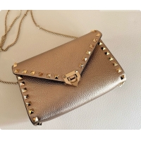 Stylish Valentino Mini Rockstud Grainy Calfskin Chain Bag 2069 Pink Gold 2026