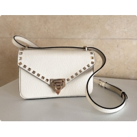 Grade Quality Valentino Small Rockstud Grainy Calfskin Shoulder Bag 2027 White 2026