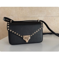 Best Grade Valentino Small Rockstud Grainy Calfskin Shoulder Bag 2027 Black 2026