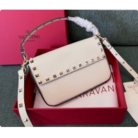 Best Price Valentino Rockstud Grainy Calfskin Pouch 3022 White 2026