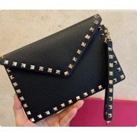 Low Price Valentino Rockstud Grainy Calfskin Pouch 1139 Black 02 2026