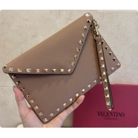Most Popular Valentino Rockstud Grainy Calfskin Pouch 1139 Grey 2026