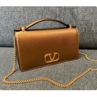 Top Grade Valentino VLogo Signature Grainy Calfskin Wallet With Chain 2068 Gold 2026