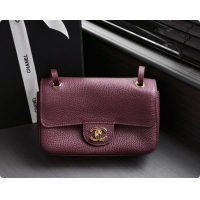 Pretty Style Chanel Mini Flap Bag in Grained Calfskin AS6573 Burgundy/Gold 2026