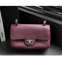 Grade Quality Chanel Mini Flap Bag in Grained Calfskin AS6573 Burgundy/silver 2026