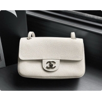 Good Taste Chanel Mini Flap Bag in Grained Calfskin AS6573 White/Silver 2026
