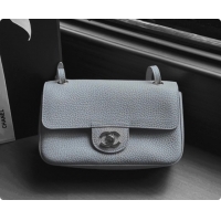 Top Grade Chanel Mini Flap Bag in Grained Calfskin AS6573 Light Grey/Silver 2026
