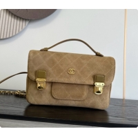 Colorful Chanel Backpack in Suede Calfskin AS6465 Light Brown 2026