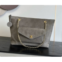 Low Price Chanel Tote Bag with Pocket in Suede Calfskin AS6483 Grey 2026
