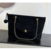 Low Cost Chanel Tote Bag with Pocket in Suede Calfskin AS6483 Black 2026