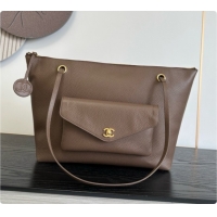 Duplicate Chanel Tote Bag with Pocket in Grained Calfskin AS6483 Khaki 2026