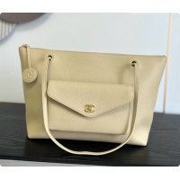 Grade Chanel Tote Bag with Pocket in Grained Calfskin AS6483 Apricot 2026