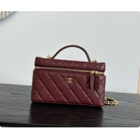 Sumptuous Chanel Mini Vanity with Chain in Quilted Grained Calfskin CH100817 Burgundy 2026