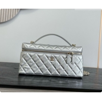 Best Grade Chanel Vanity with Chain in Quilted Grained Calfskin CH100804 Silver 2026