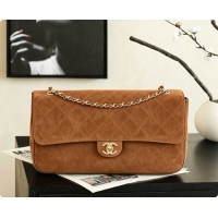 Top Quality Chanel Suede Calfskin Small Maxi Flap Bag AS6281 Caramel Brown 2026