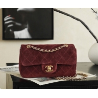 Good Quality Chanel Mini Maxi Flap Bag in Suede AS6626 Burgundy 2026