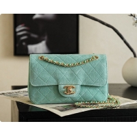 Stylish Chanel Mini Maxi Flap Bag in Suede AS6626 Mint Green 2026