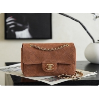 Luxury Classic Chanel Mini Maxi Flap Bag in Suede AS6626 Brown 2026