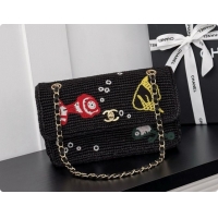 Best Price Chanel Coco Beach Raffia Flap Bag AS6089 CH100918 Black 2026