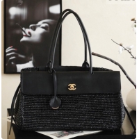 Purchase Chanel Biarritz Tote Bag in Raffia and Calfskin AS6428 Black 2026