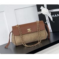 Top Grade Chanel Large Flap Bag in Grained Calfskin and Suede AS6427 Brown 2026