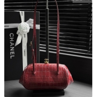 Lowest Price Chanel Clutch with Leather Strap in Crocodile Embossed Calfskin AP5360 Burgundy 2026