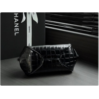 Luxury Classic Chanel Clutch with Leather Strap in Crocodile Embossed Calfskin AP5360 Black 2026