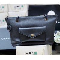 Stylish Chanel Tote Bag with Pocket in Grained Calfskin AS6483 Black 2026