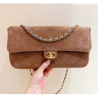 Discount Chanel Small Maxi Flap Bag in Suede Calfskin AS6231 Brown 2026