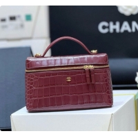 Best Price Chanel Vanity with Chain in Crocodile Embossed Calfskin AP5346 Burgundy 2026