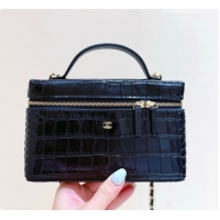 Buy Duplicate Chanel Vanity with Chain in Crocodile Embossed Calfskin AP5346 Black 2026