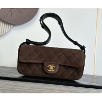 Pretty Style Chanel Flap Bag in Coffee Brown Suede Leather 2026 AS6577