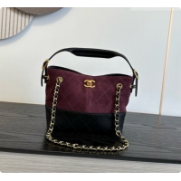 Best Price Chanel Mini Tote Bag in Suede Calfskin and Lambskin 6633 Black/Burgundy 2026