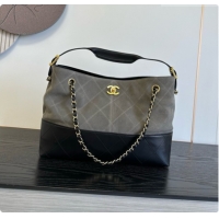 Classic Hot Chanel Small Tote Bag in Suede Calfskin and Lambskin AS5634 Black/Grey 2026