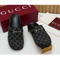 Best Price Gucci GG Canvas Flat Mules with Horsebit G92117 Black 2026