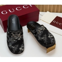 Cheap Price Gucci GG Canvas Flat Mules with Horsebit G92128 Black/Camouflage 2026