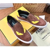 Top Design Fendi Suede Monster Sneakers F091778 Brown 2026